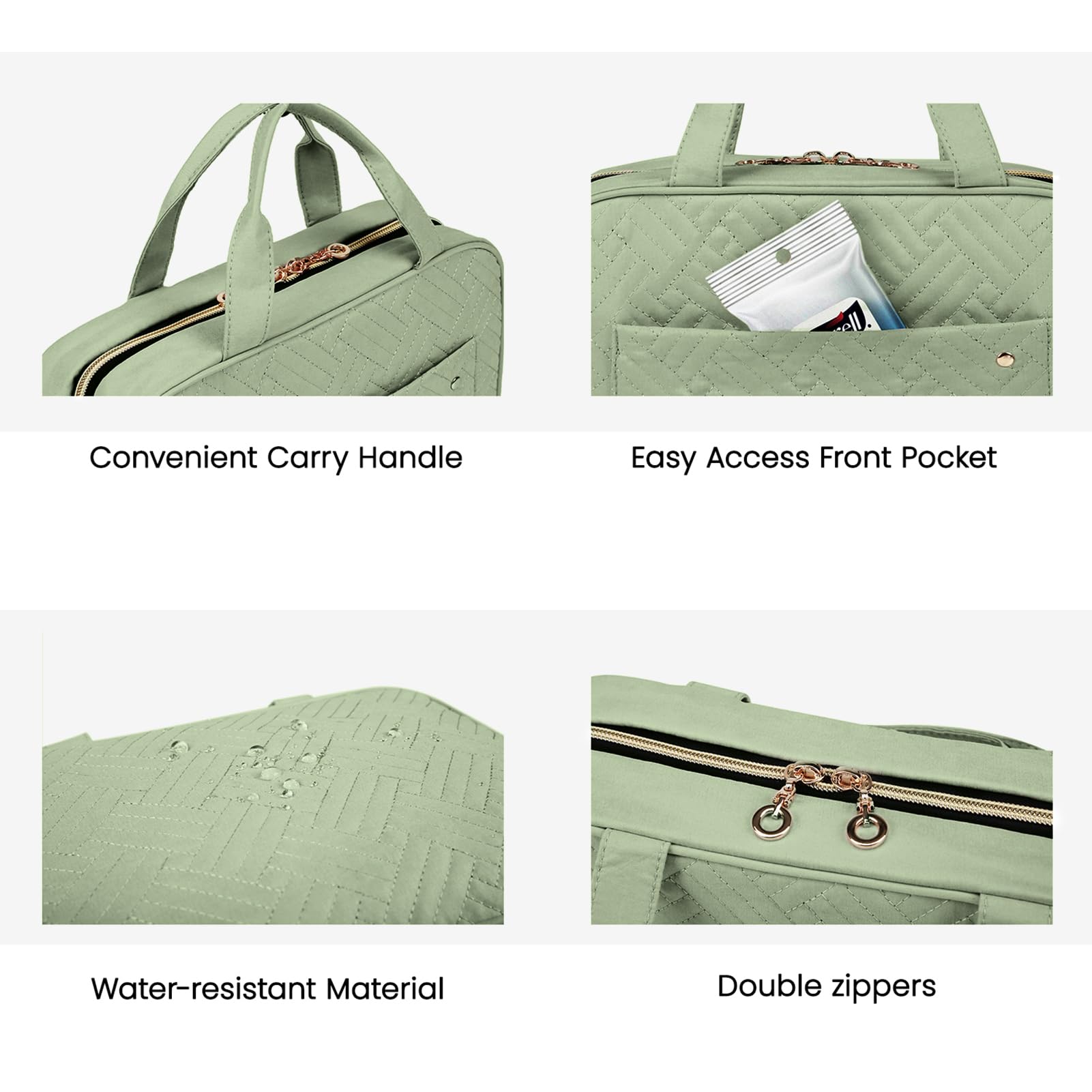 BAGSMART toiletry bag green compact carry is lightweight for overnight trips.