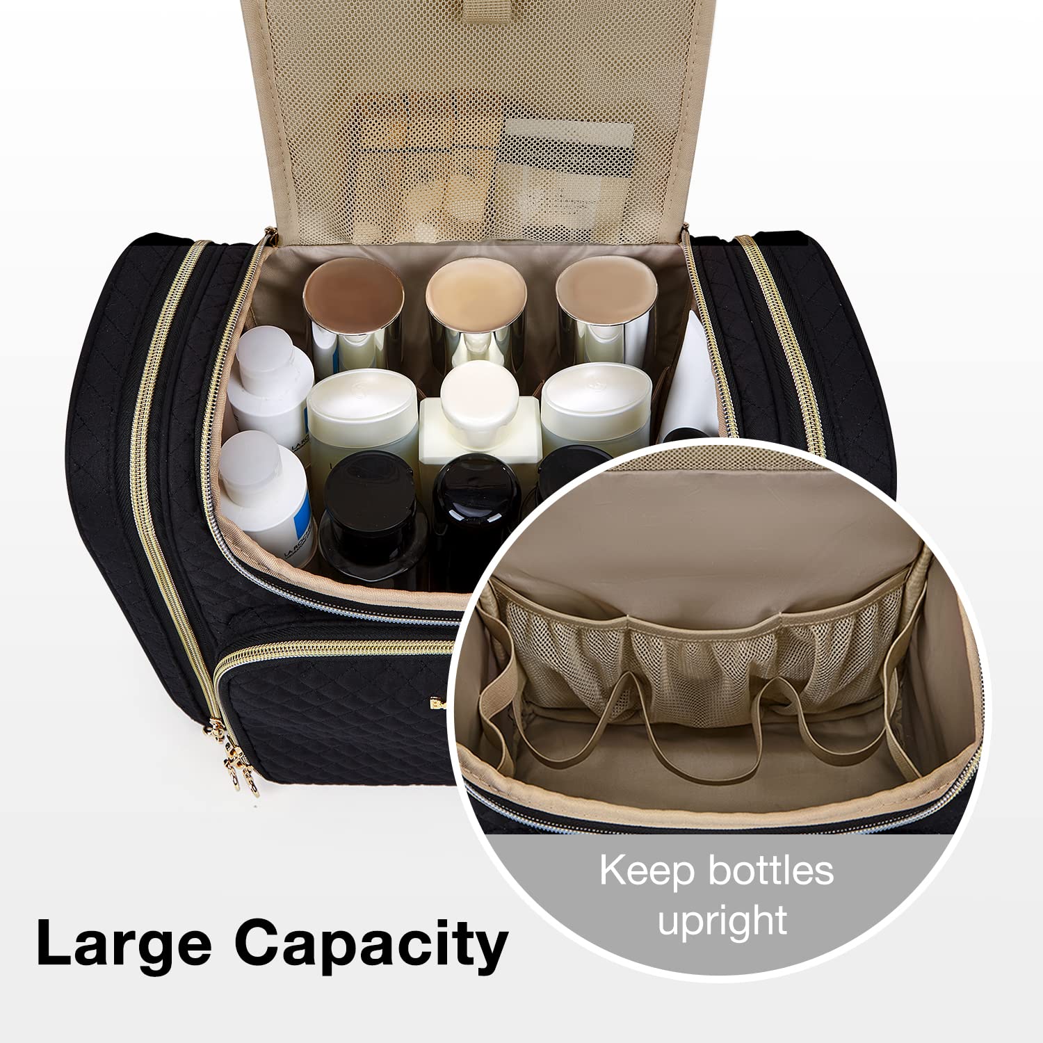 BAGSMART Toiletry Bag 360 degree swivel hook enables flexible hanging