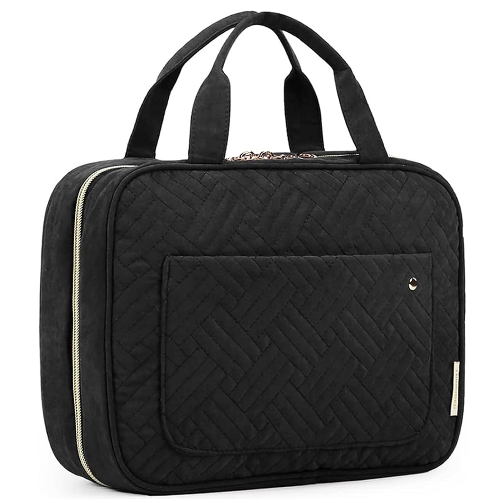 BAGSMART toiletry bag with hanging hook keeps cosmetics accessible during travel.