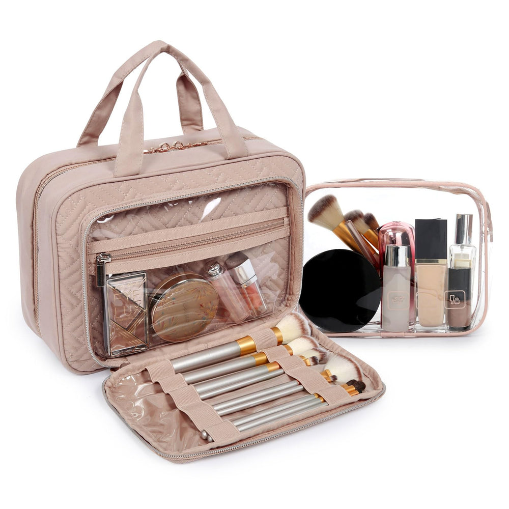BAGSMART interior elastic pockets keep bottles upright during travel.