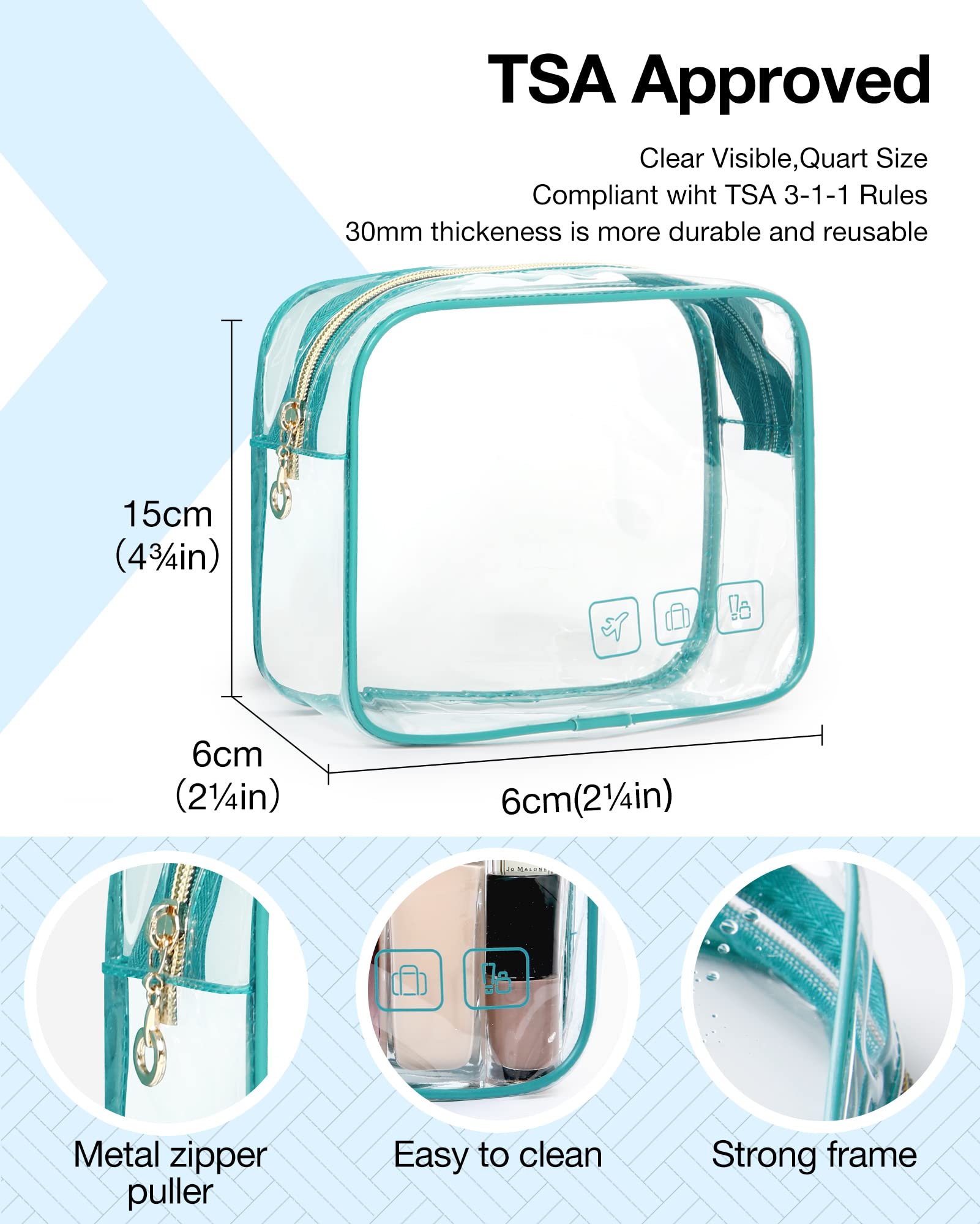 BAGSMART toiletry bag hanging organizer blue opened showing four compartments for full-size toiletries.
