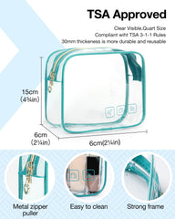 BAGSMART toiletry bag hanging organizer blue opened showing four compartments for full-size toiletries.