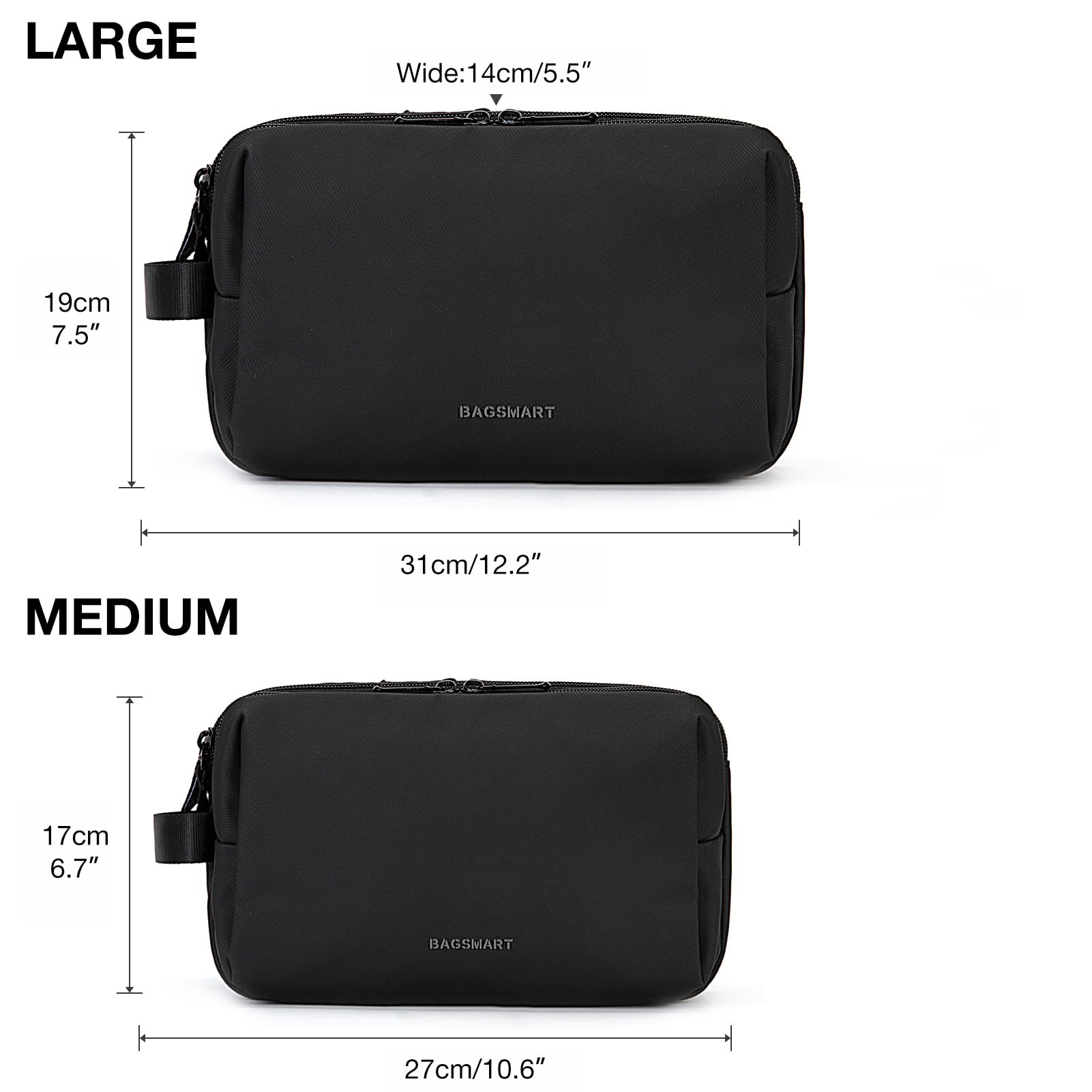 BAGSMART Toiletry Bag interior organization shows upright bottle slots for spill-free packing