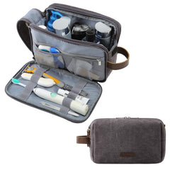 BAGSMART Toiletry Bag for Men grey large-capacity layout keeps travel essentials organized