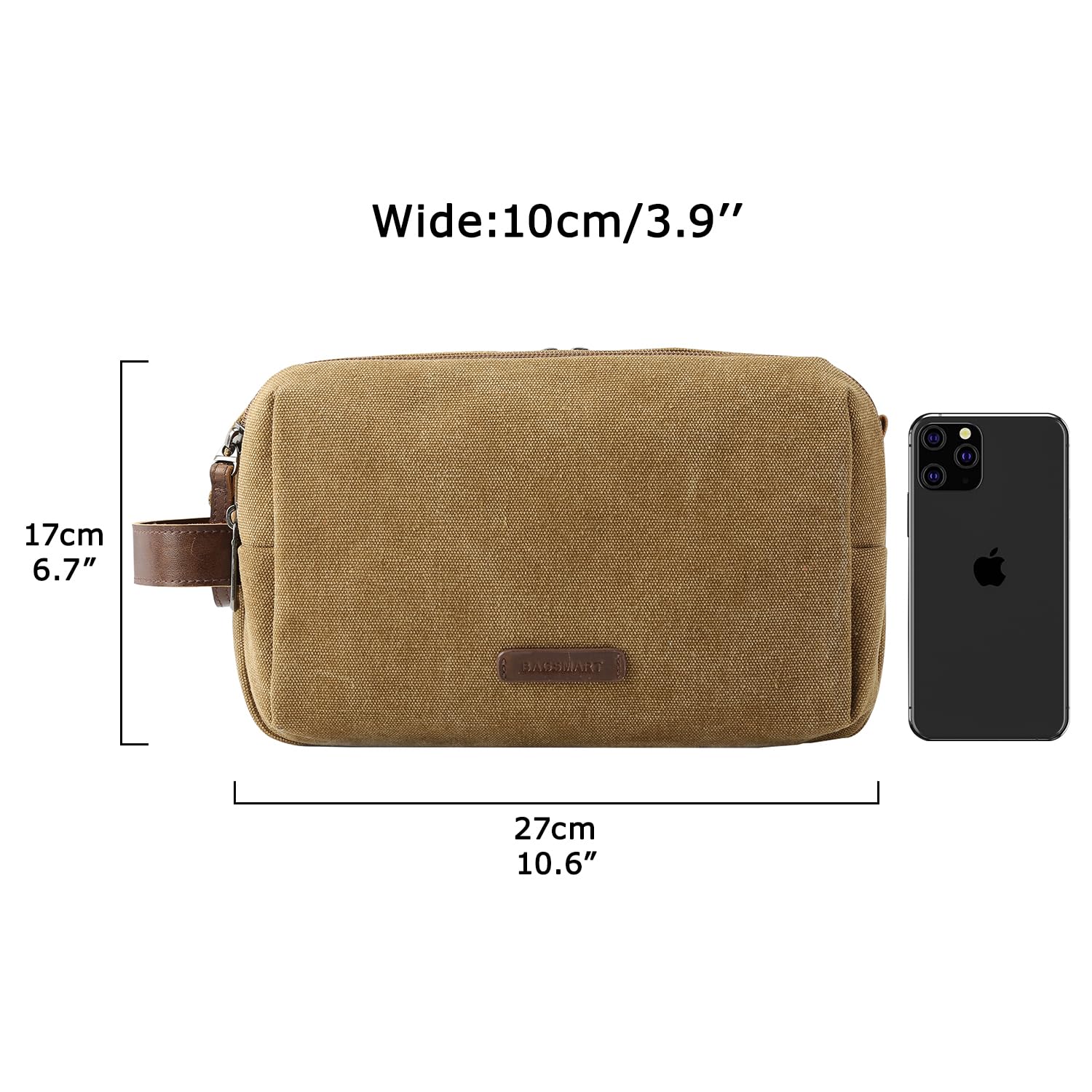 BAGSMART Toiletry Bag interior reveals organized pockets for toothbrushes and razors on trips