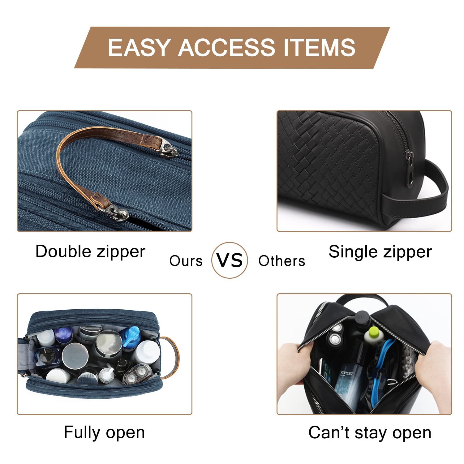 BAGSMART Toiletry Bag navy canvas finish blends style with durability