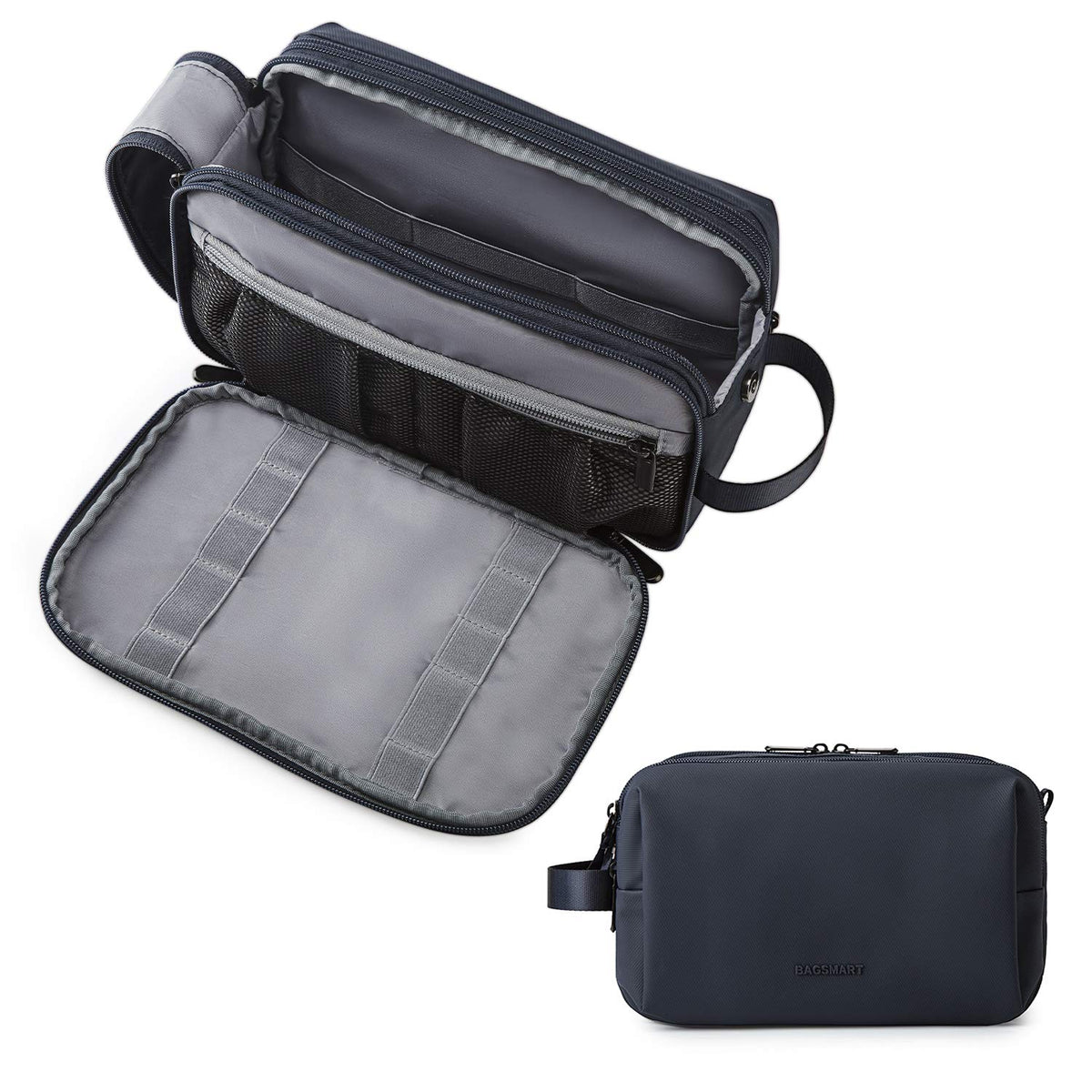 BAGSMART Toiletry Bag Navy large front view for organized travel storage