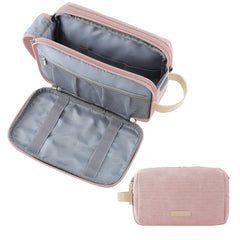 BAGSMART Toiletry Bag pink medium shows organized interior for easy travel.