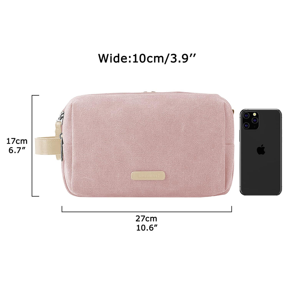 BAGSMART Toiletry Bag pink open pocket enables quick packing and access.
