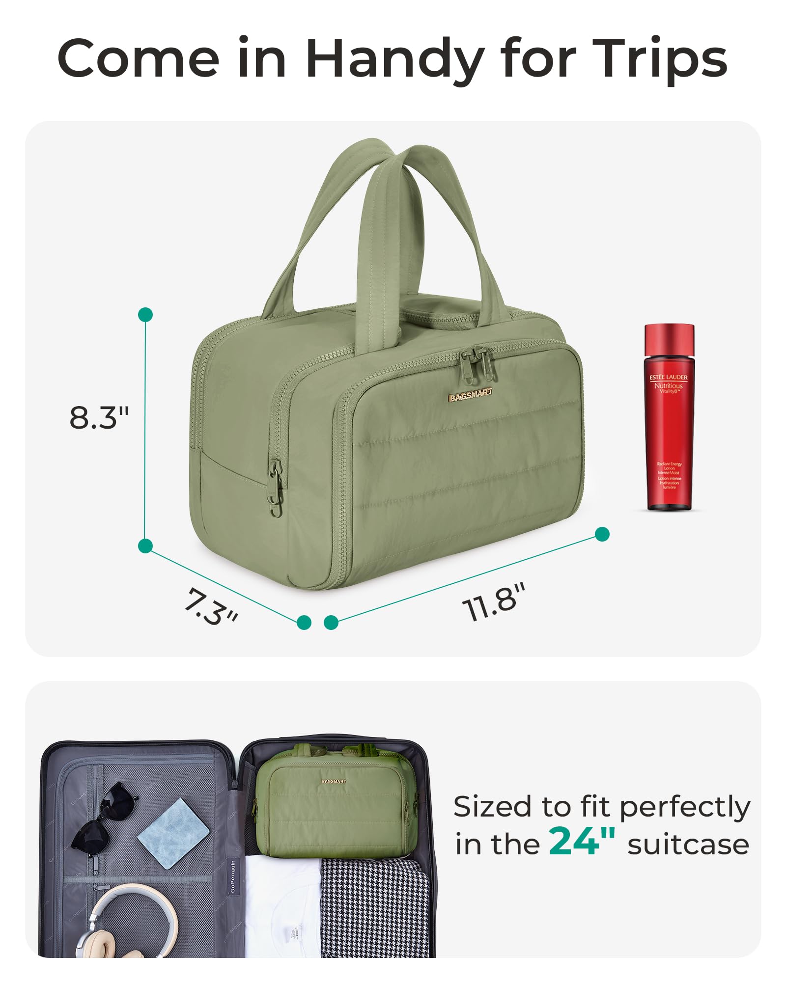 BAGSMART side mesh pockets keep small essentials upright and organized.