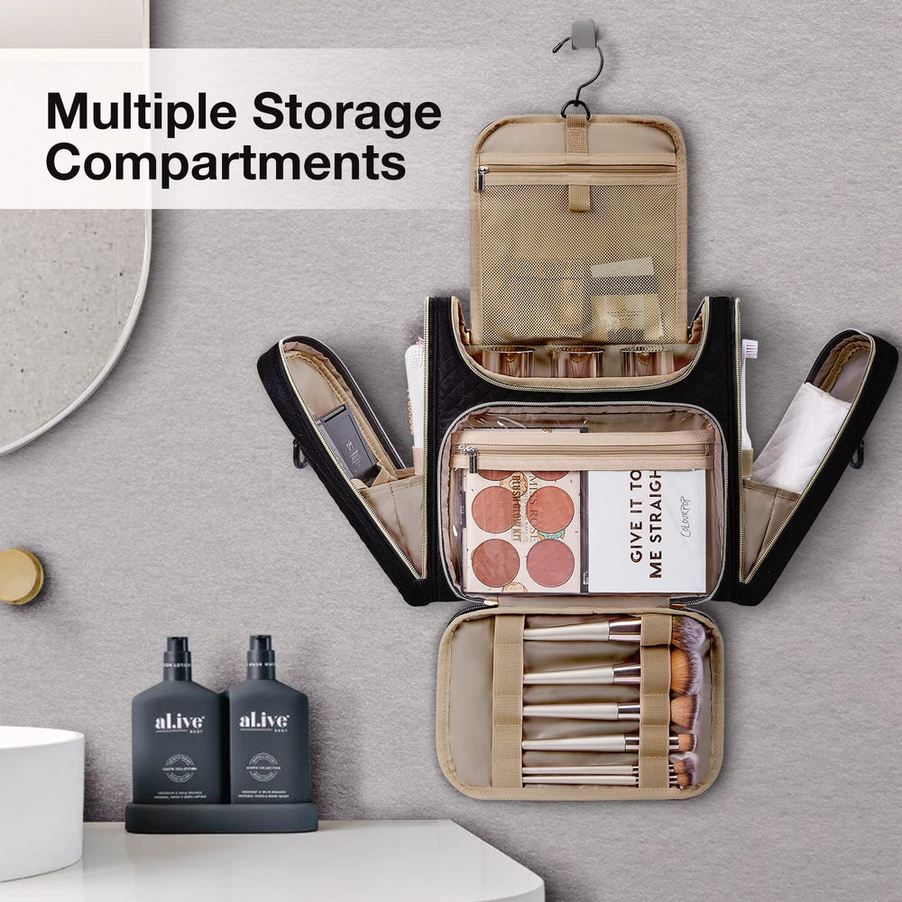 BAGSMART Toiletry Bag side pockets separate wet and dry items for organization