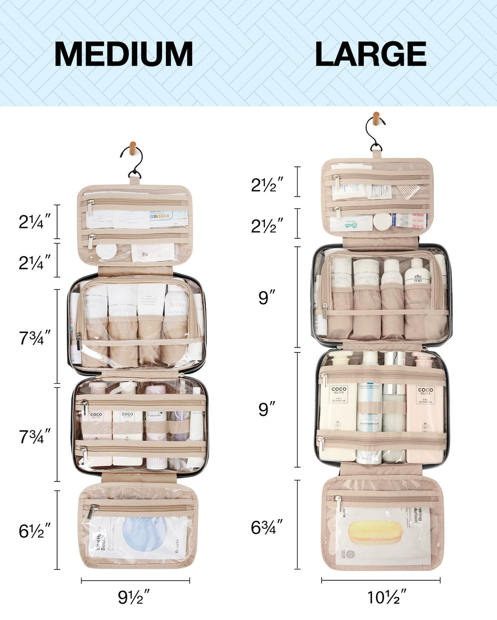 BAGSMART transparent bag opened shows TSA-friendly organization.
