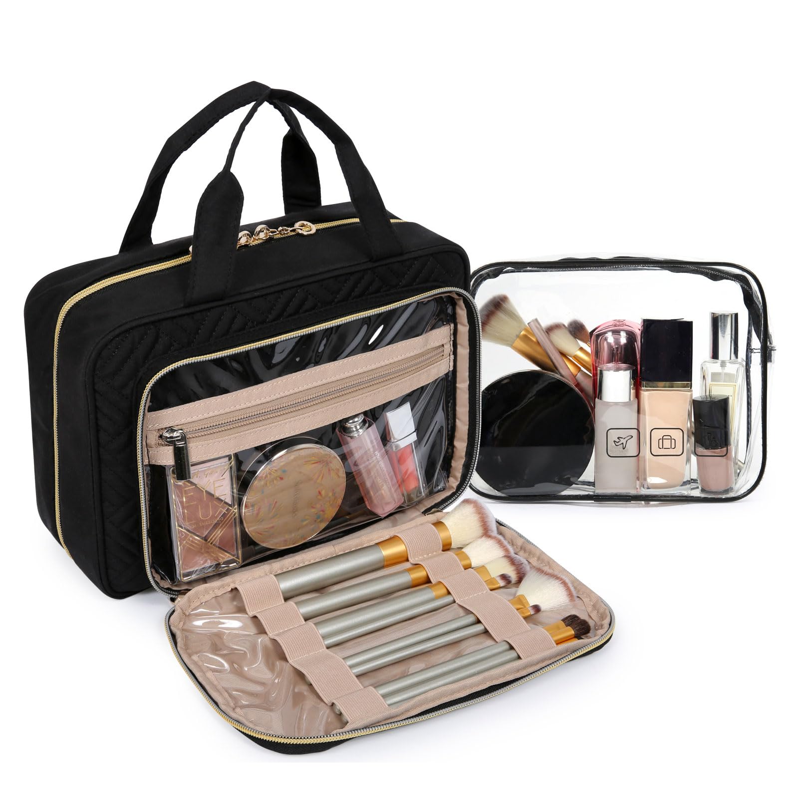 BAGSMART TSA-transparent cosmetic bag for quick security checks and neat access