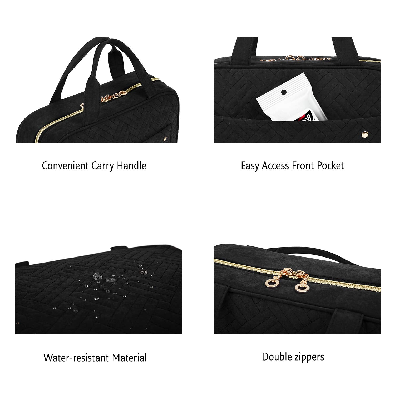BAGSMART two-way zipper enables fast access without fully opening.