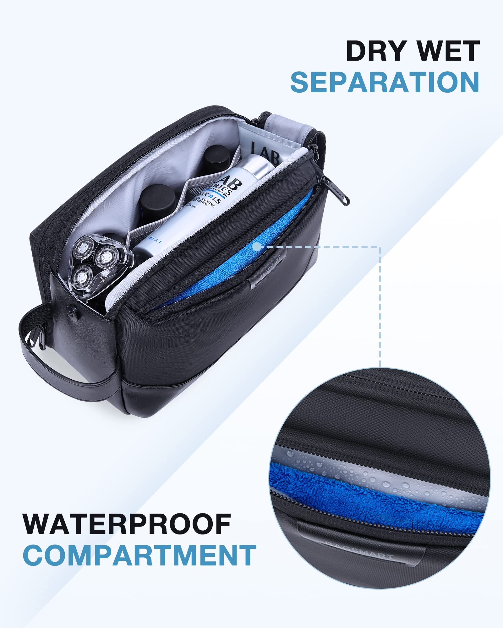BAGSMART wide-opening double-zipper for quick access to contents