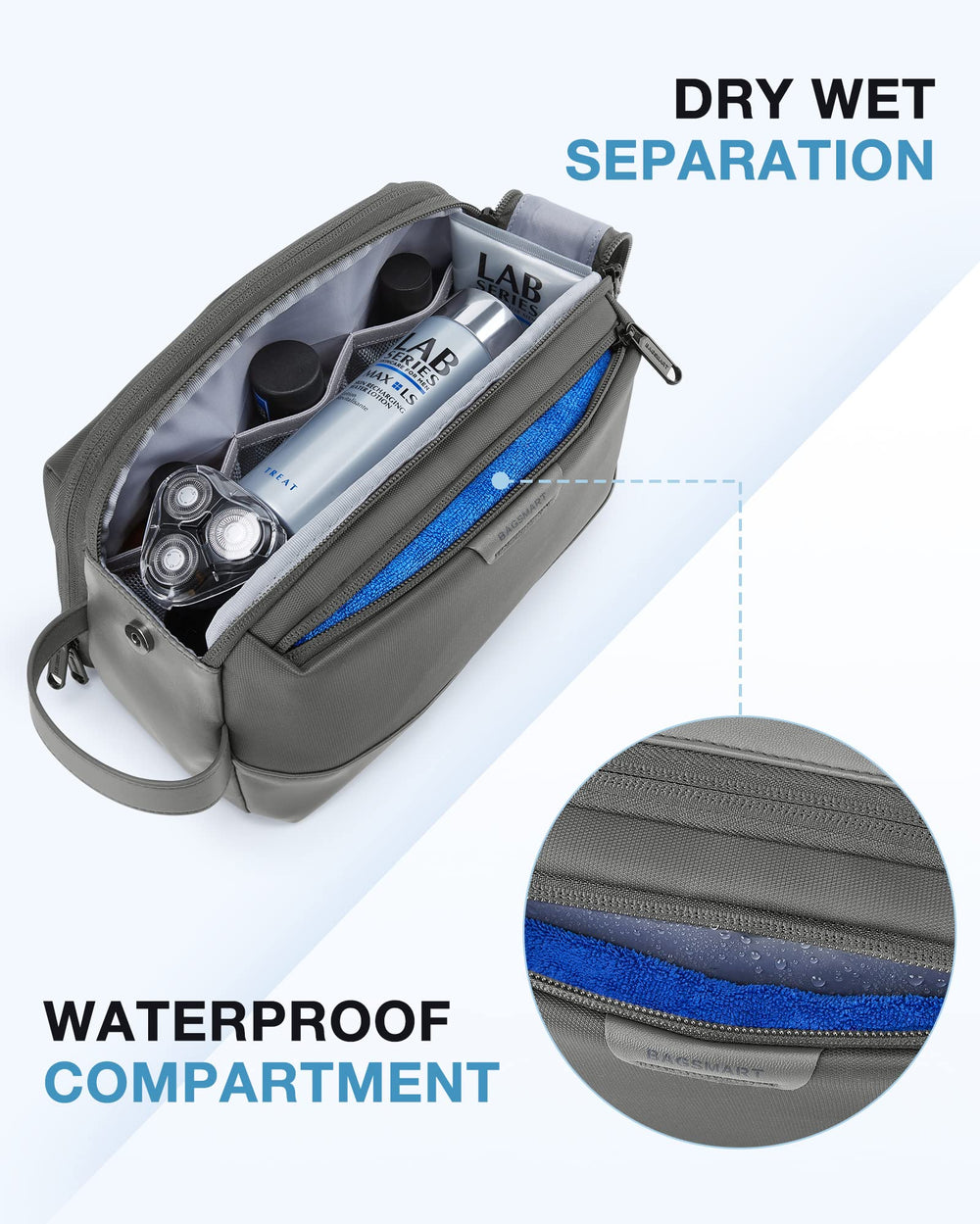 BAGSMART Toiletry Bag wide opening for easy access to contents