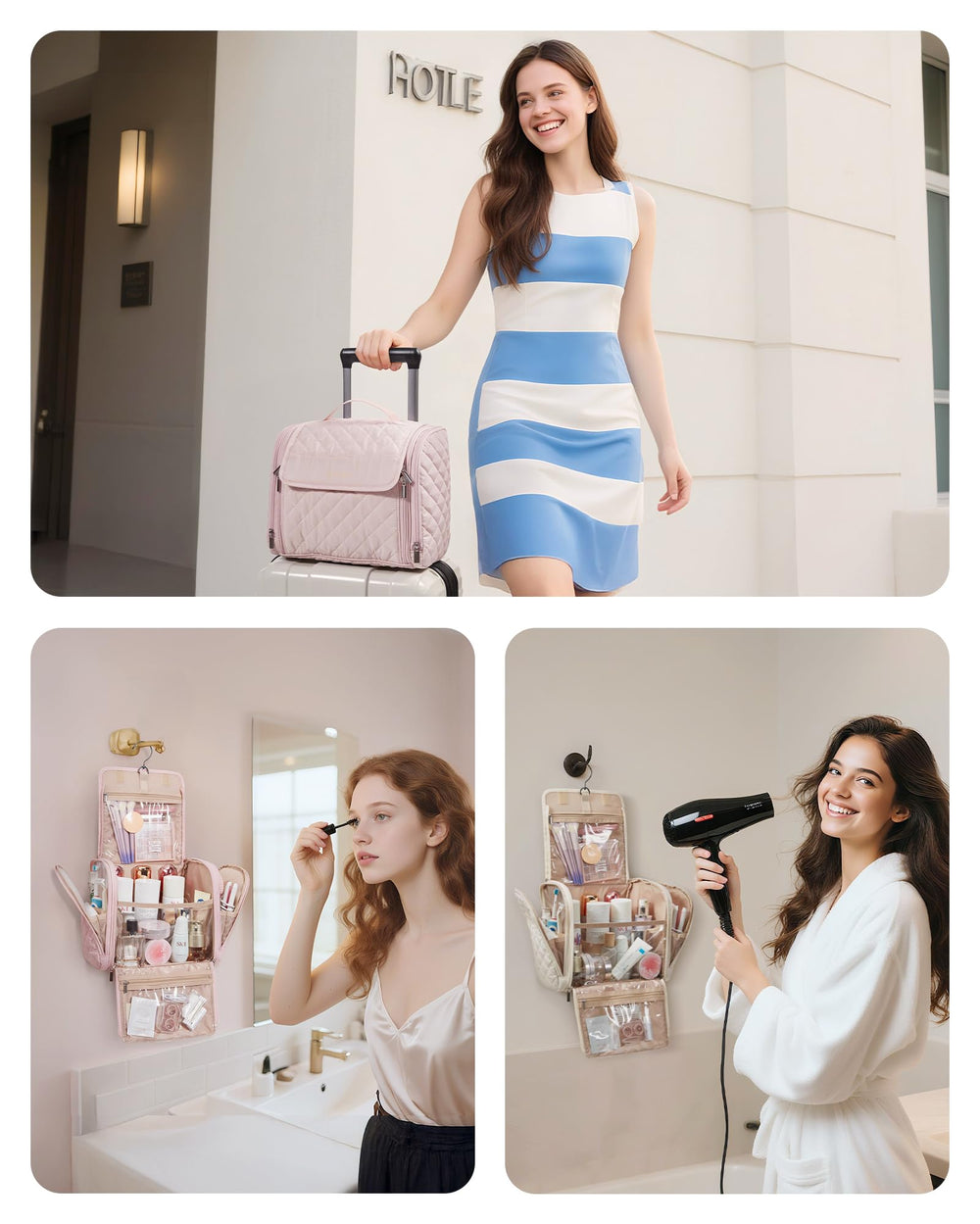 BAGSMART top-handle travel organizer for easy carrying during trips.
