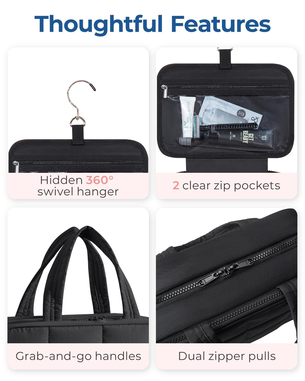 BAGSMART transparent side panels offer quick content overview.