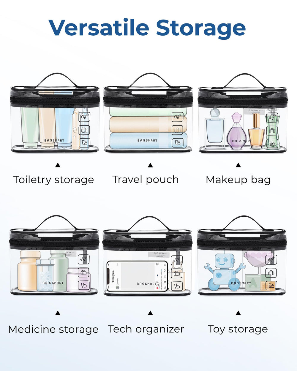 BAGSMART travel organizer suitable for cosmetics, toiletries, and more.