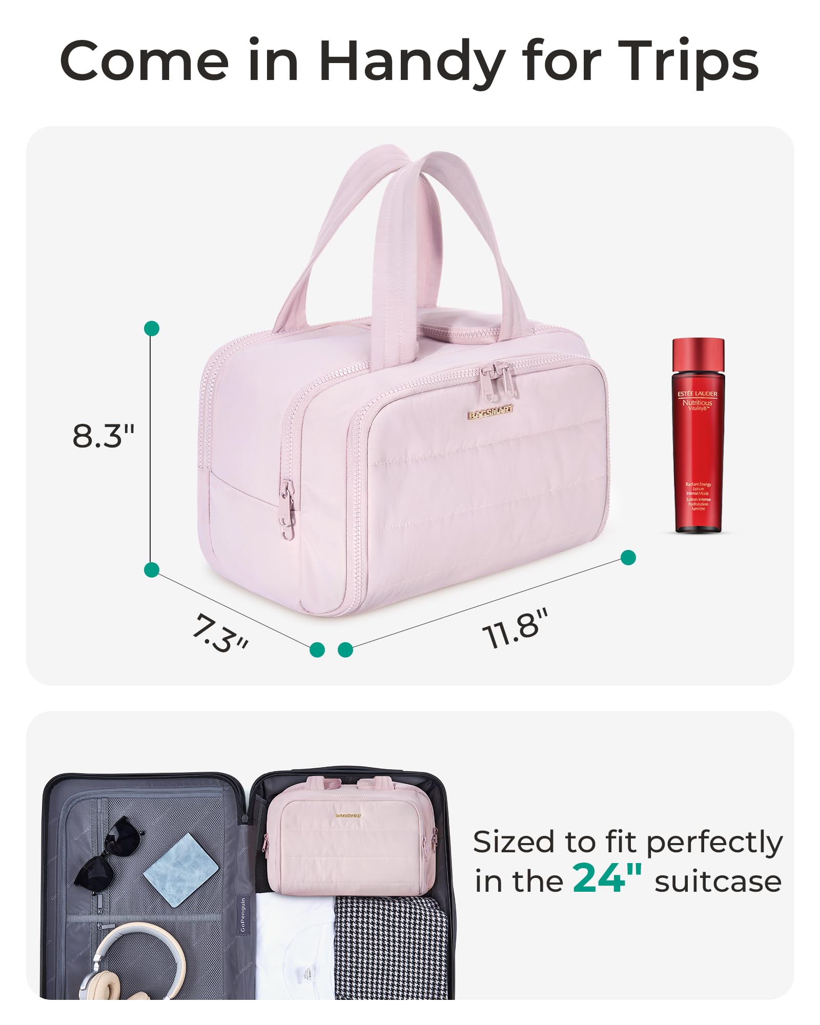 BAGSMART Travel bag features quick-access front pocket for accessories and tools.