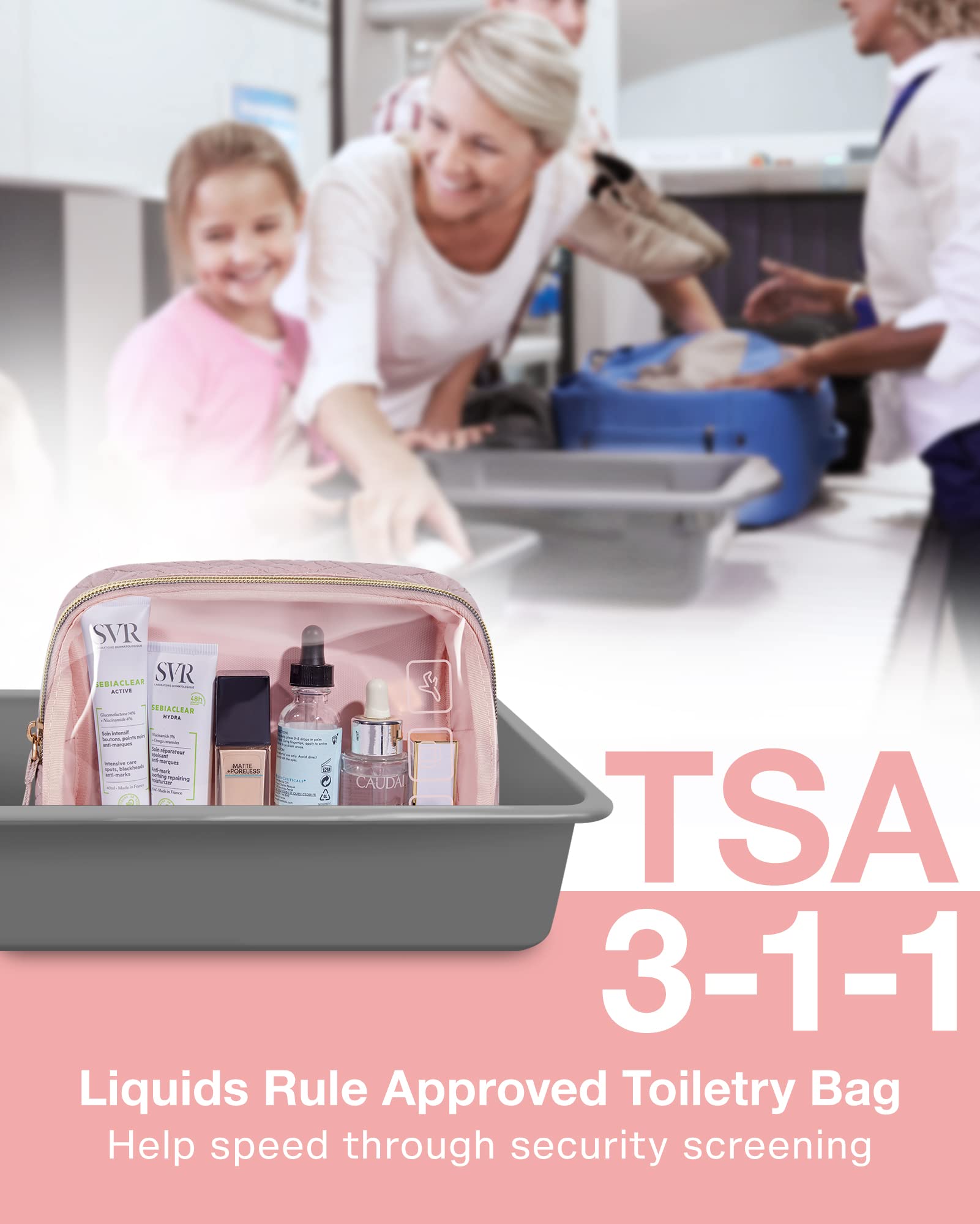 BAGSMART travel essentials carry-on ready bag fits cosmetics and toiletries.