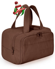 BAGSMART travel toiletry bag coffee brown with full opening for quick tidy access on trips