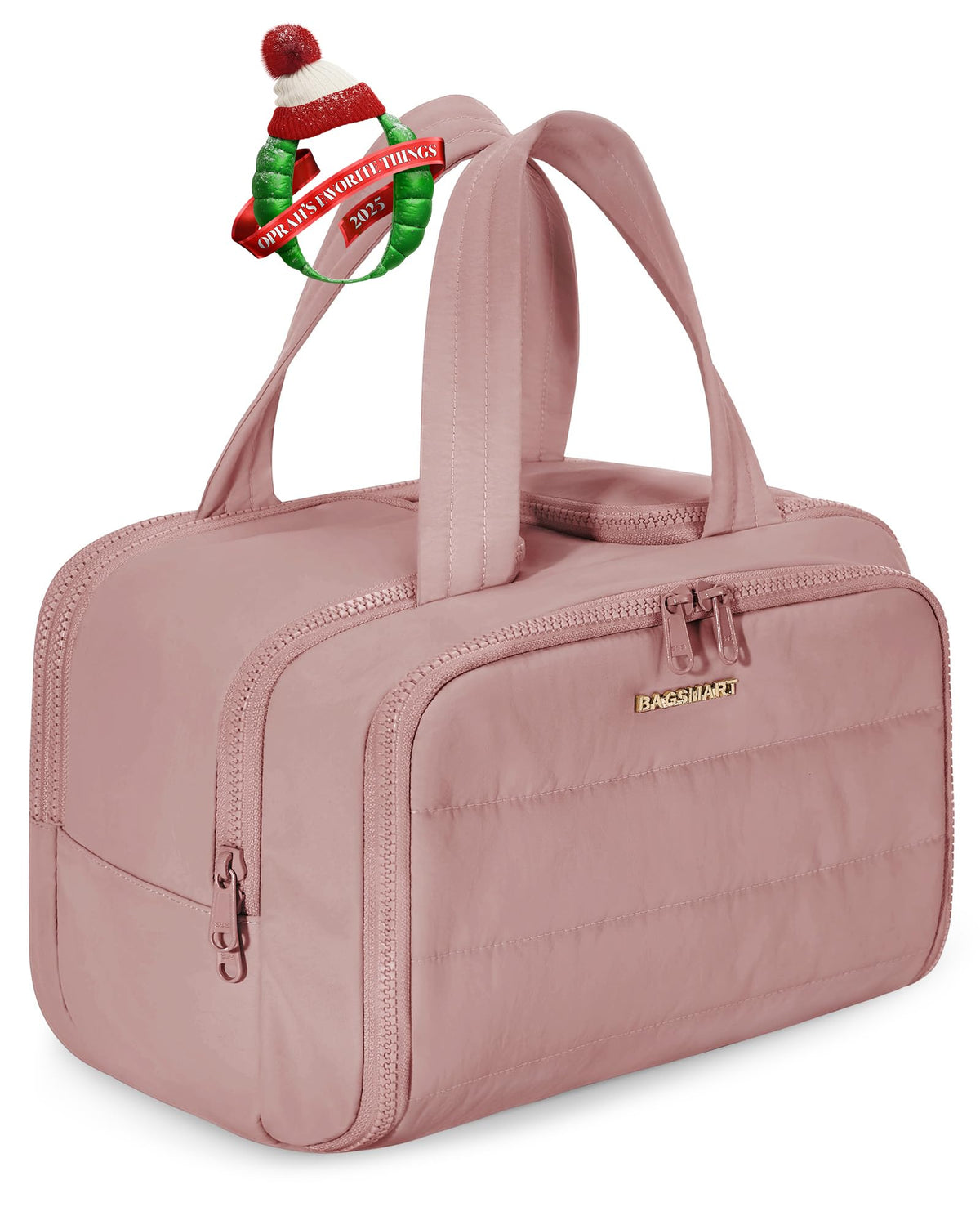 BAGSMART travel toiletry bag dark pink front view highlighting large capacity for organized essentials