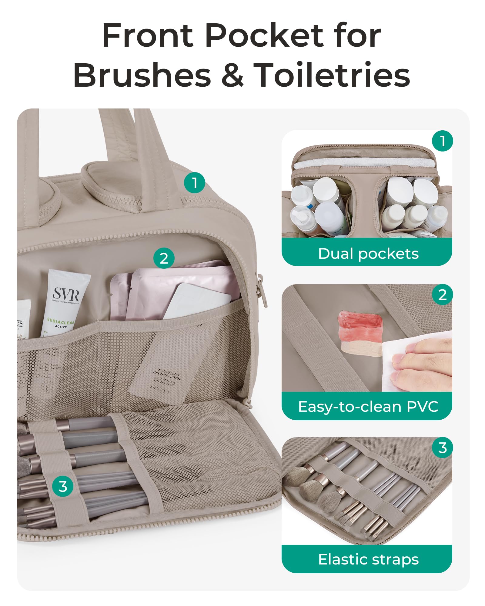 BAGSMART Dry-and-wet separation keeps items organized and easy to clean