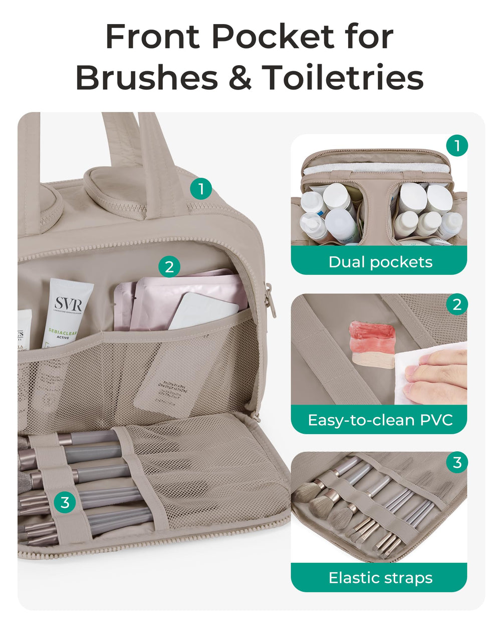 BAGSMART Dry-and-wet separation keeps items organized and easy to clean