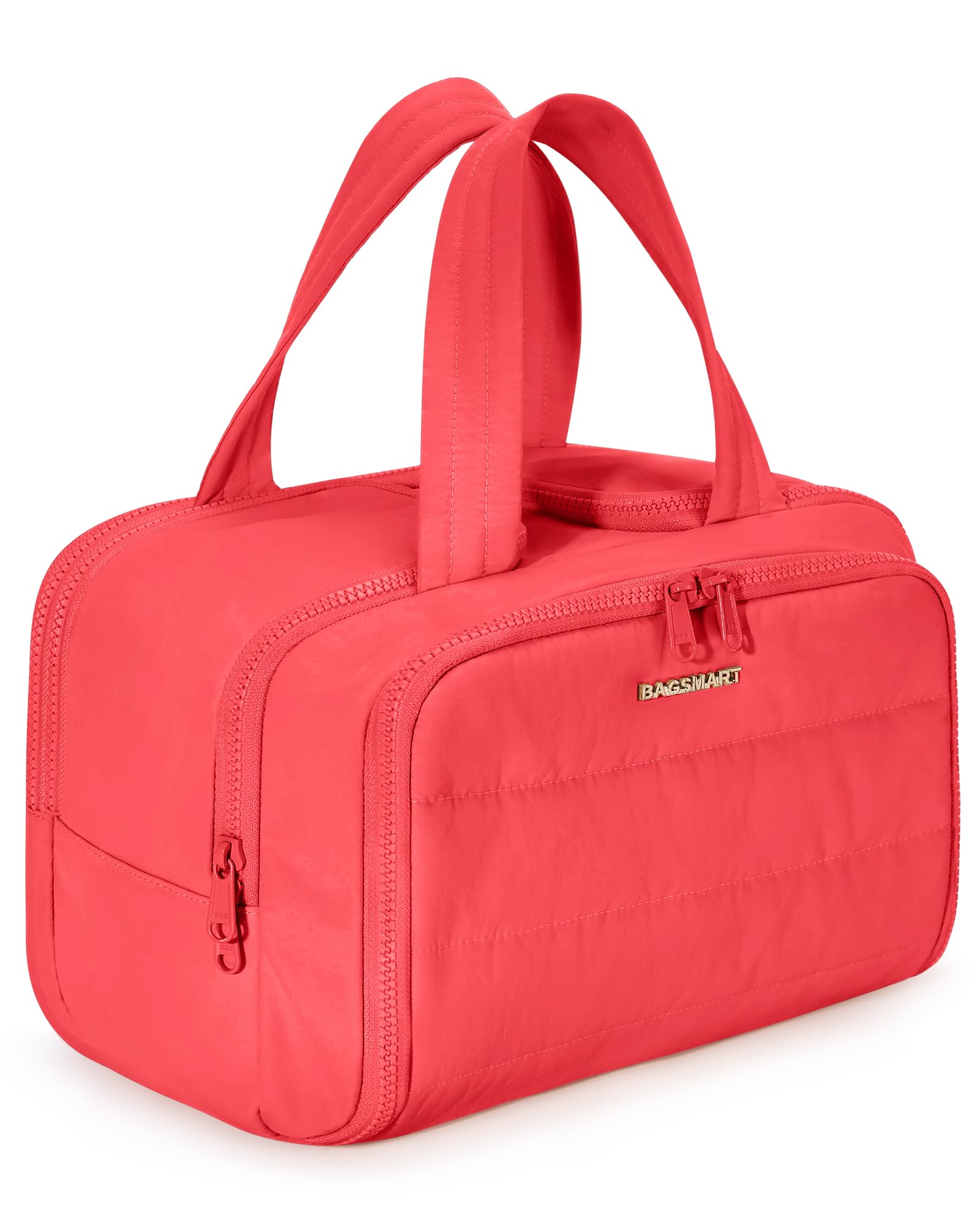 BAGSMART travel toiletry bag front view in g-bright-red for quick access.