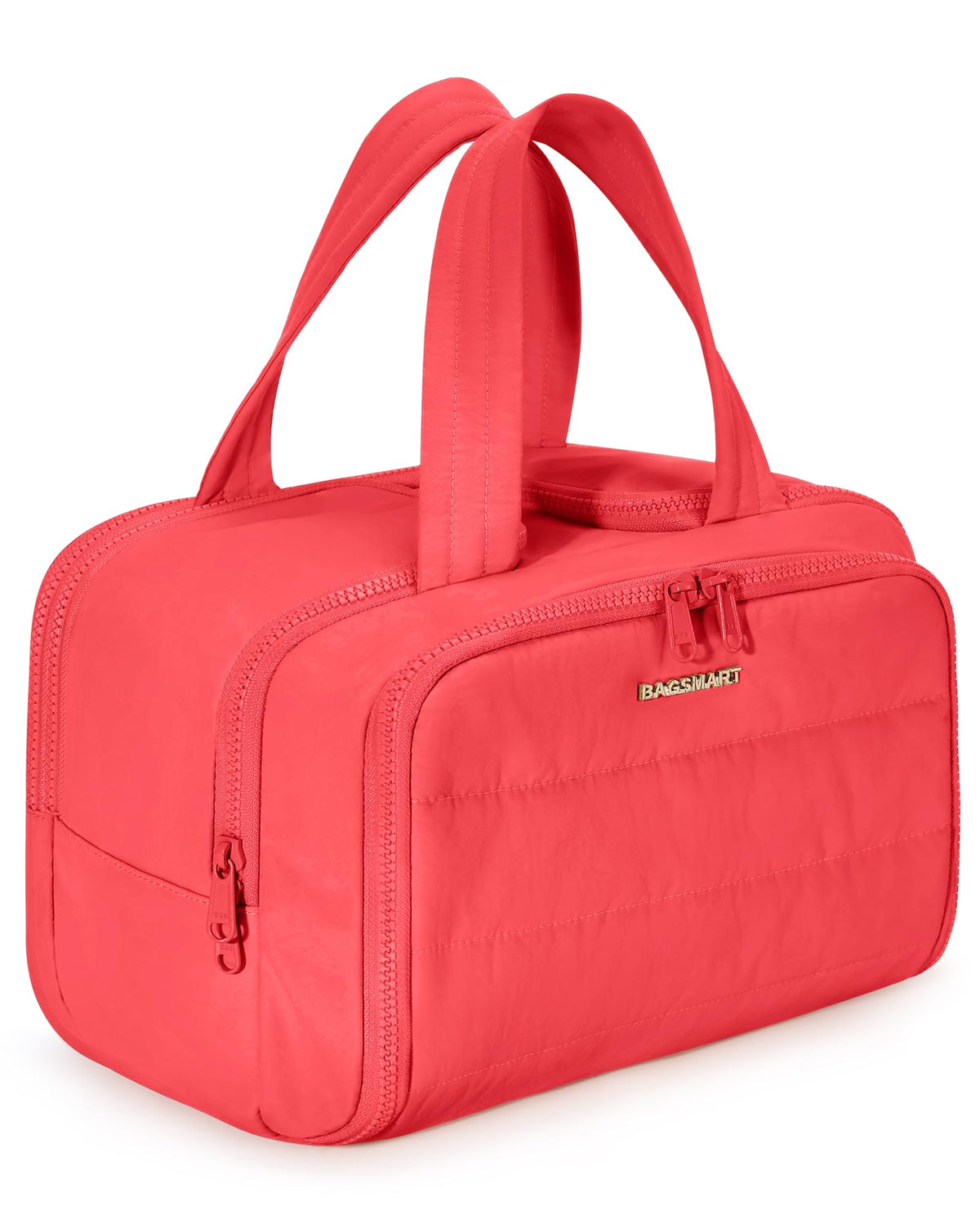 BAGSMART travel toiletry bag front view in g-bright-red for quick access.