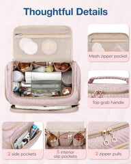 BAGSMART travel toiletry bag front pocket pink keeps small items accessible