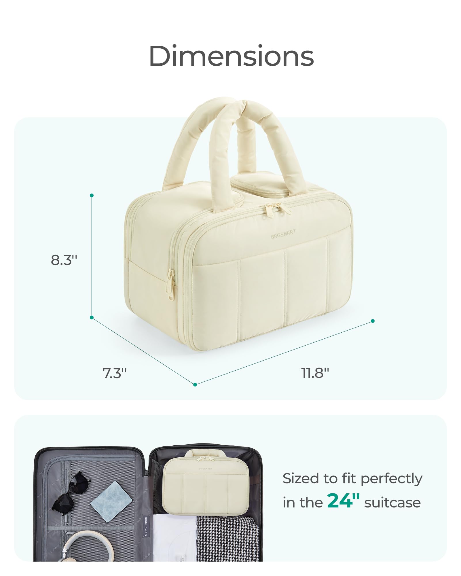 BAGSMART Travel Toiletry Bag grayish brown versatile for toiletries and gym kits