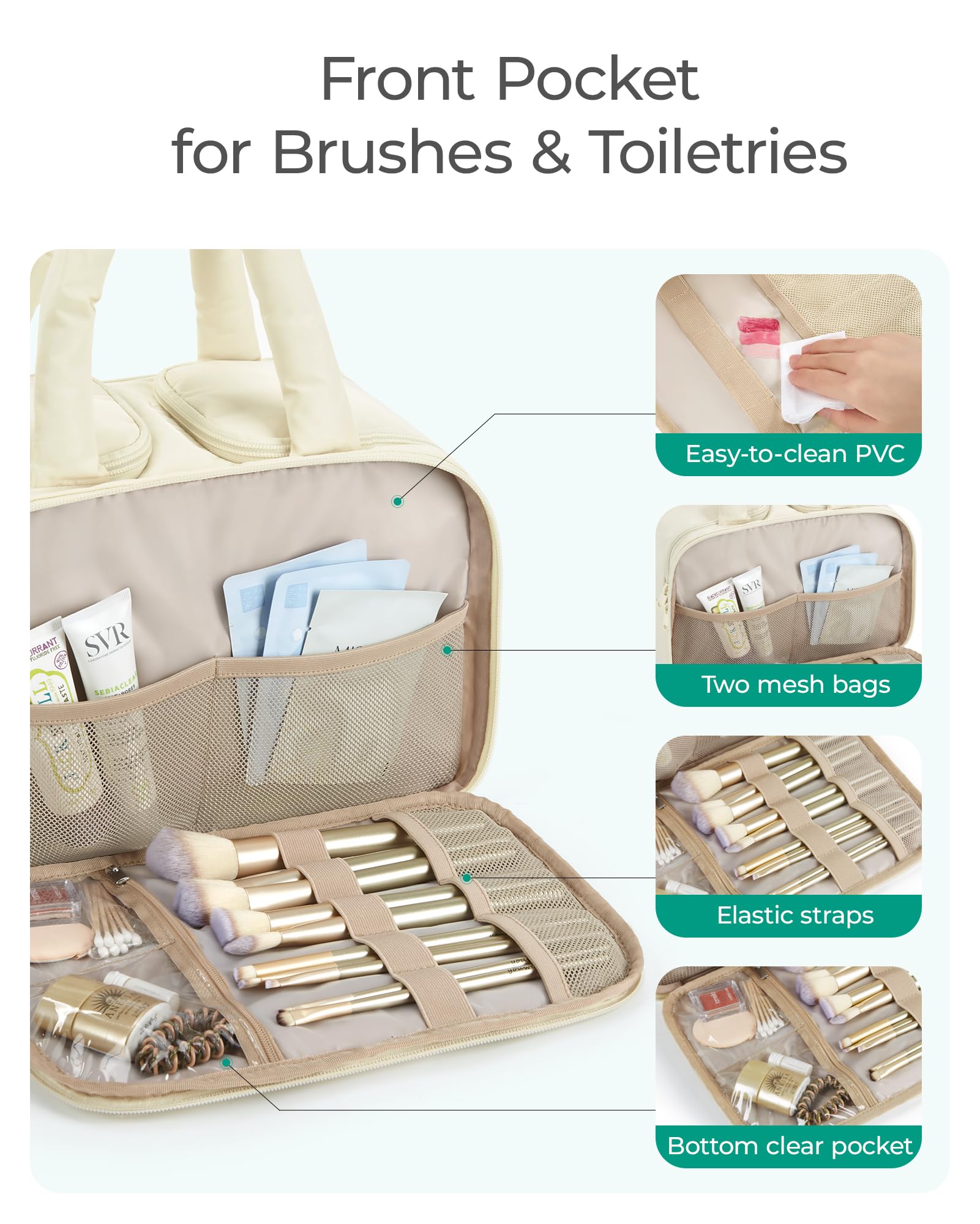 BAGSMART Two main compartments grayish brown provide easy item retrieval