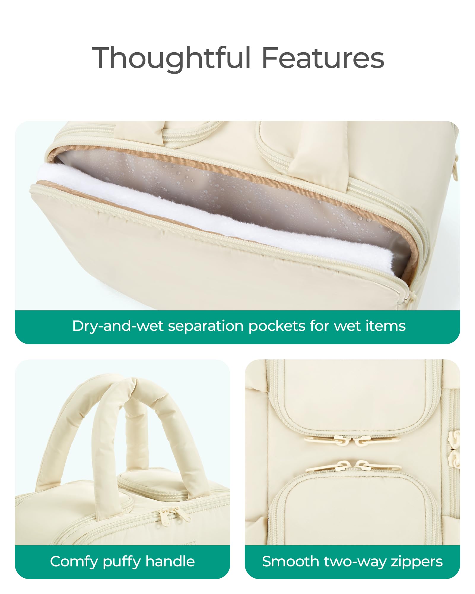 BAGSMART Waterproof fabric grayish brown keeps wet items separate and easy to clean