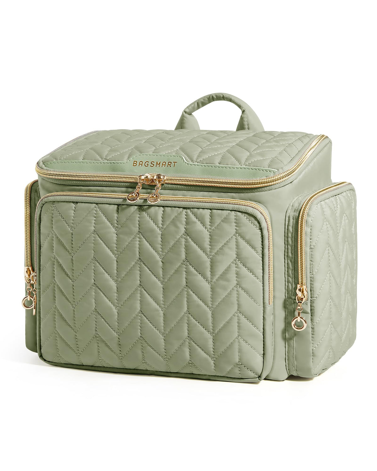 BAGSMART travel toiletry bag green front view shows easy-access design for quick packing