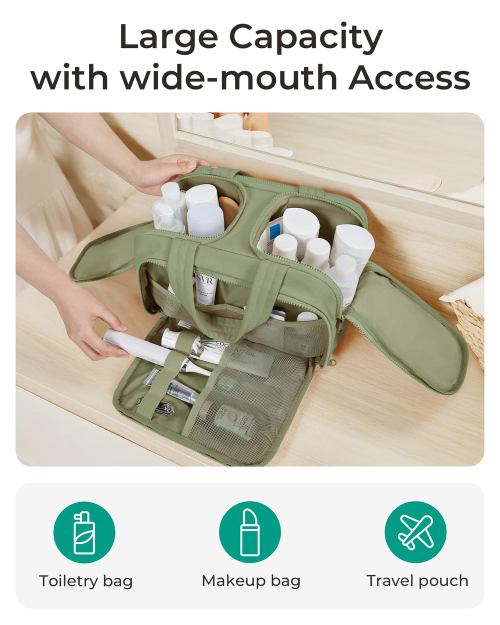 BAGSMART travel bag with handle demonstrates portable organization for on-the-go routines.