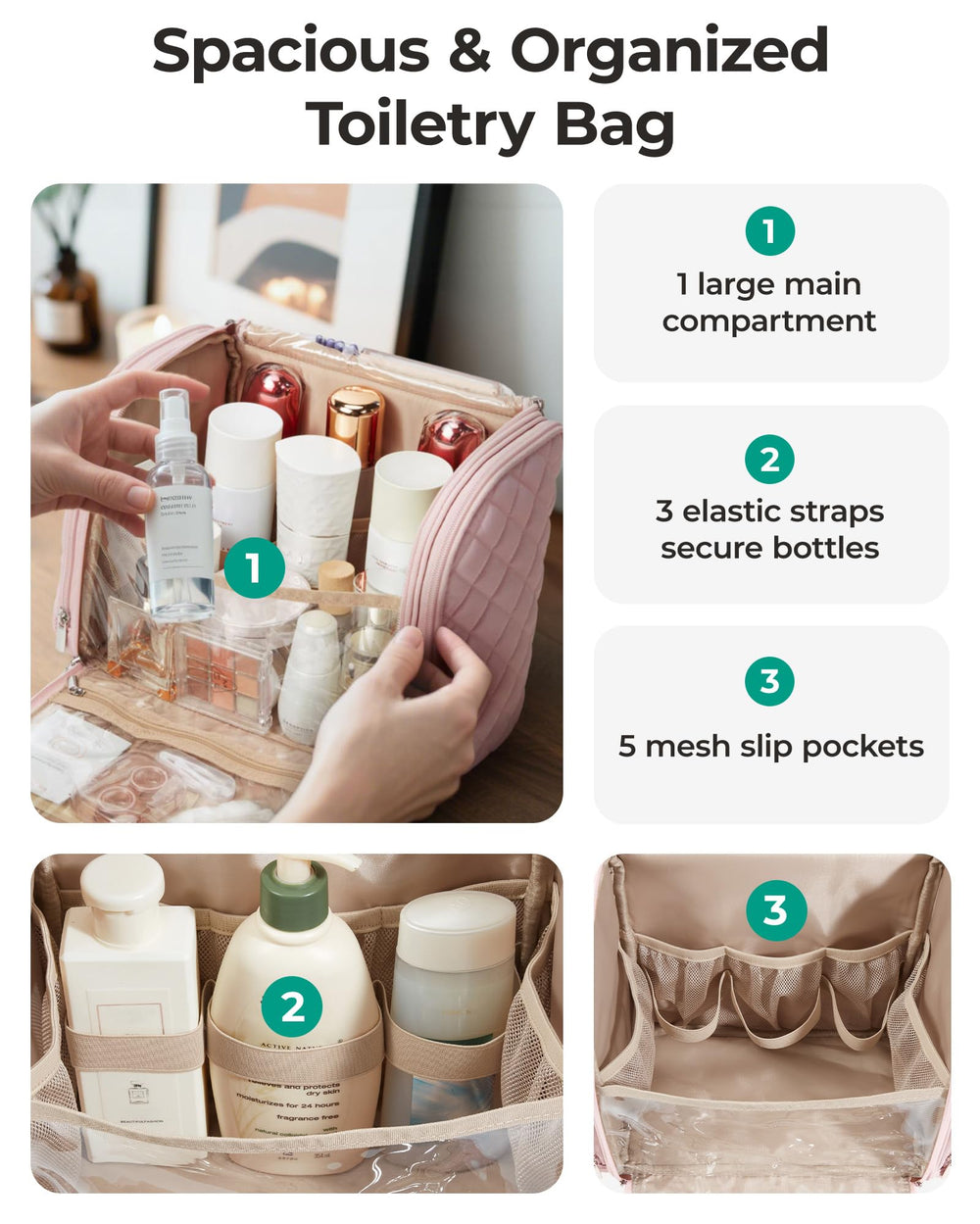 BAGSMART hanging hook design for easy access with 360-degree rotation.