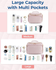 BAGSMART travel toiletry bag interior pockets pink for organized storage