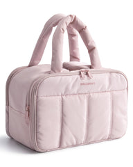 BAGSMART travel toiletry bag pink front view with organized compartments