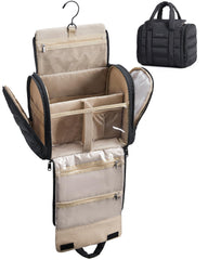 BAGSMART travel toiletry bag removable partition keeps toiletries organized on the go.