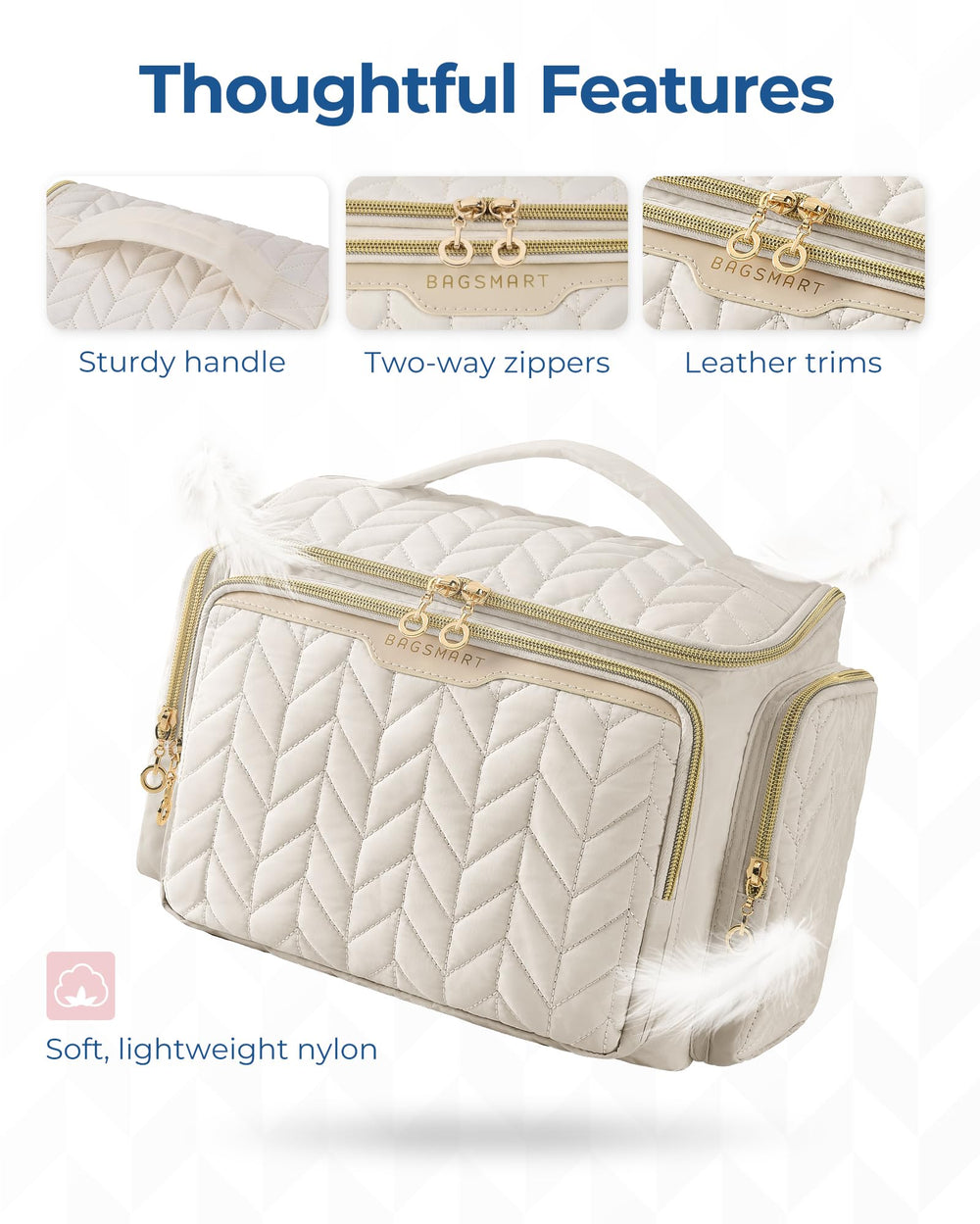 bagsmart travel toiletry bag two way zippers enable smooth opening from any angle