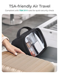 BAGSMART toiletry bag wide opening for quick access during travel.
