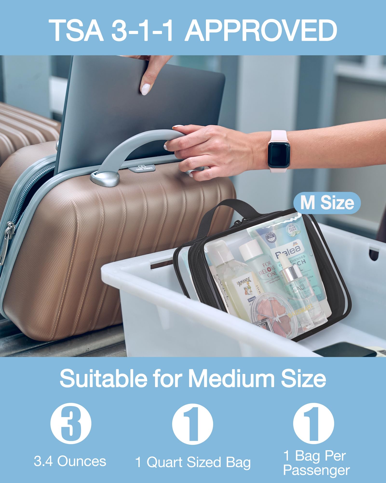 BAGSMART two-pack clear bags offer versatile storage for toiletries and small items.