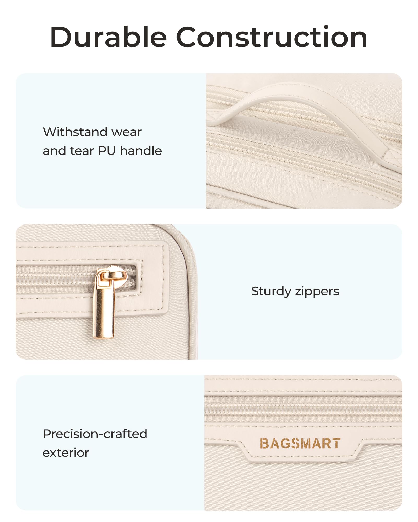 BAGSMART water-resistant polyester provides durable protection during travel.