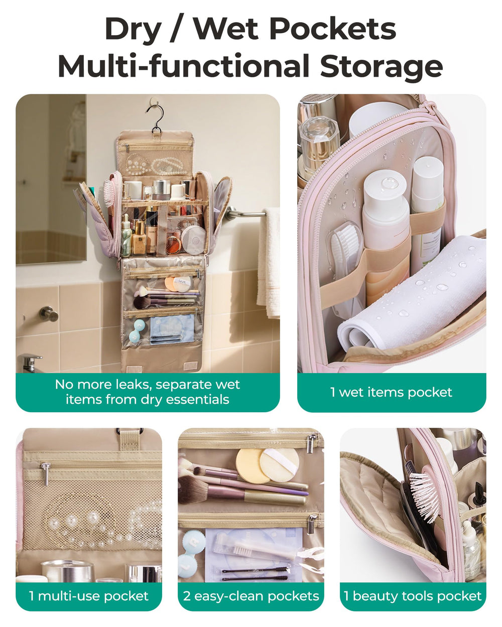 BAGSMART wide-opening hanging organizer for easy access and space saving.