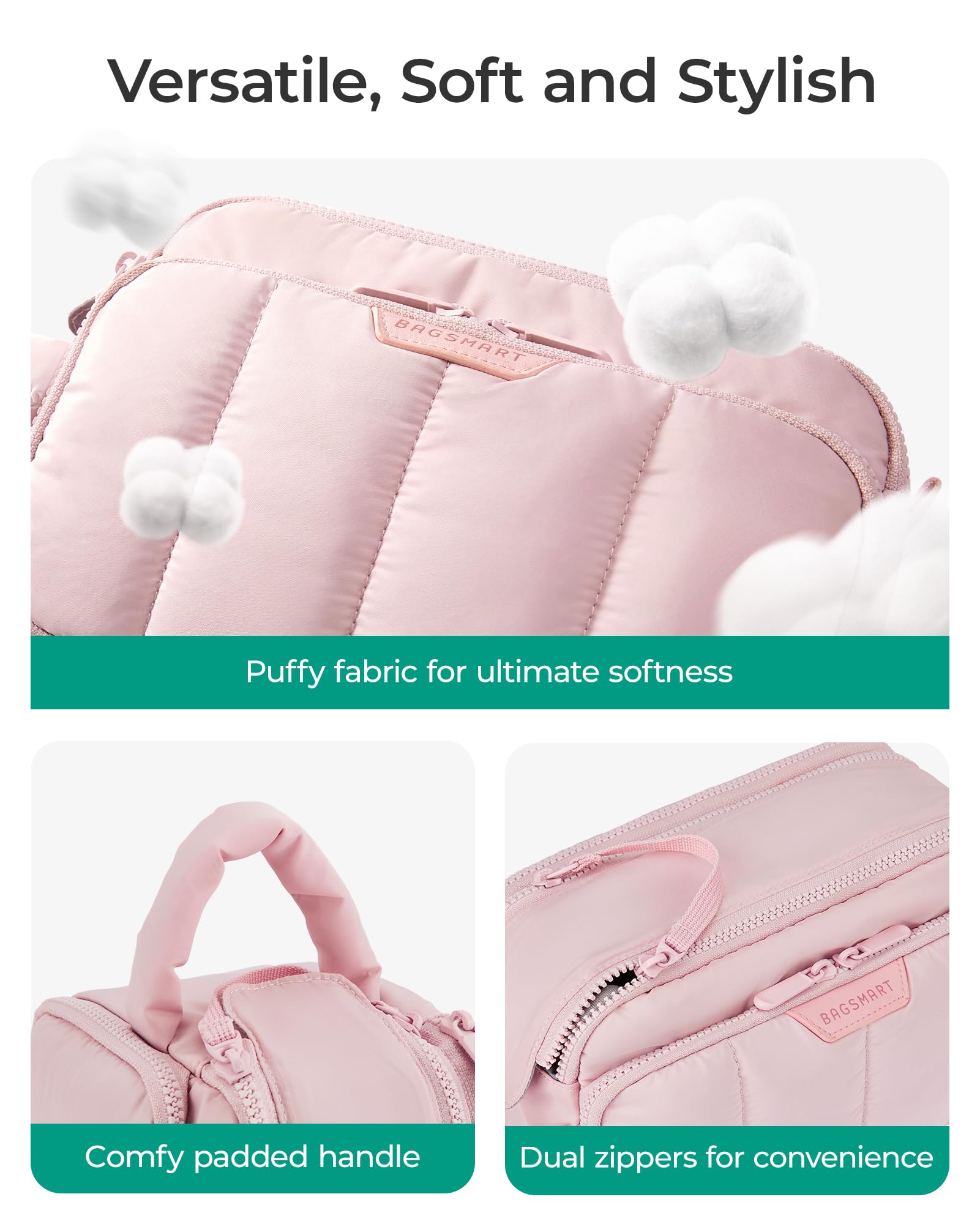 BAGSMART wide opening provides effortless access to contents.