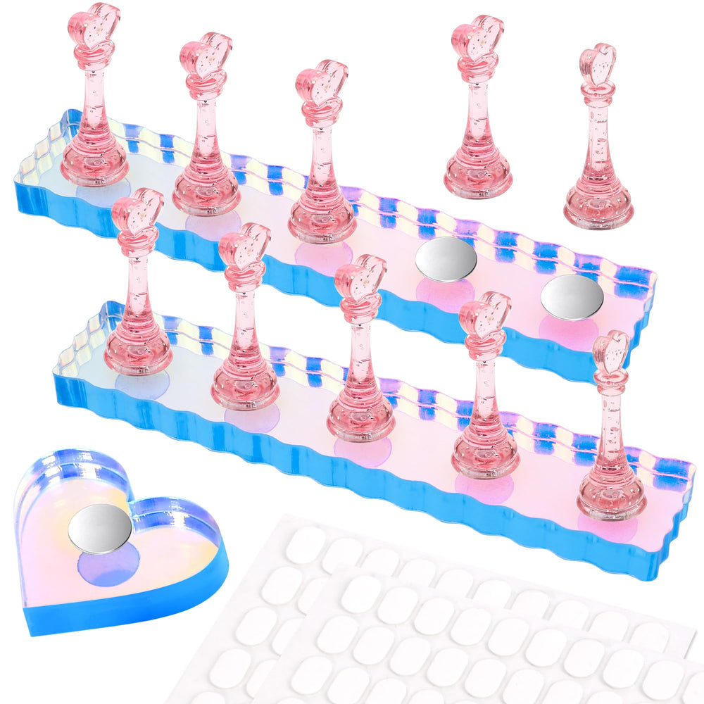BAGTeck nail stand set with aurora heart base for organized practice and display.