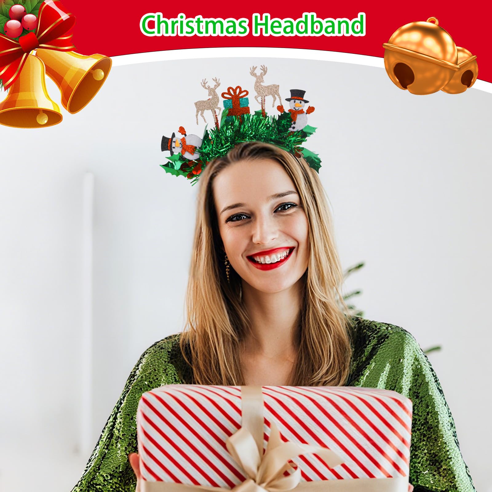 BAHABY headband leafy accents complete holiday flair.