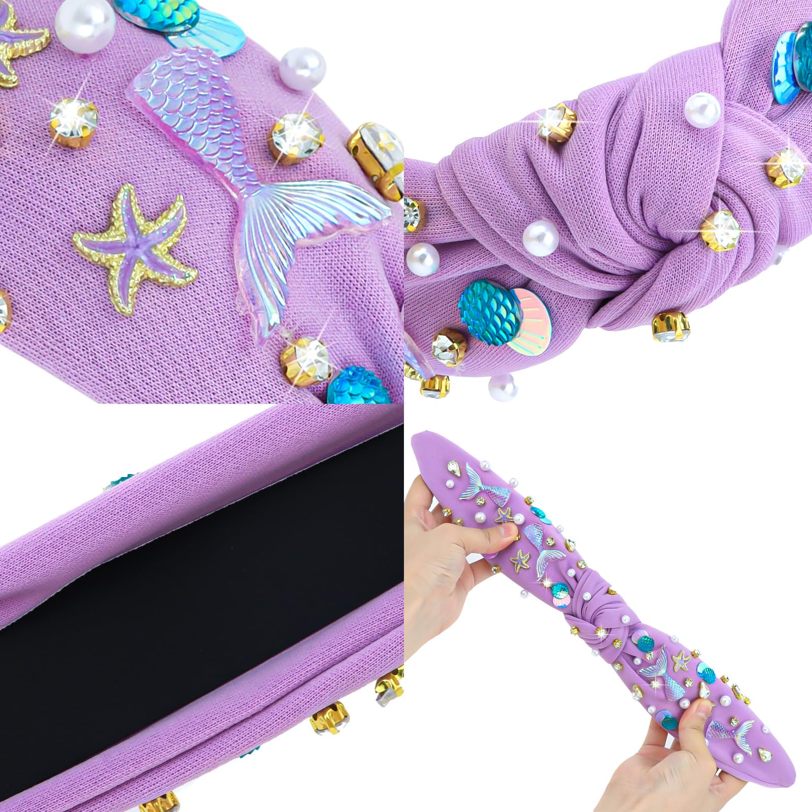 BAHABY Mermaid Headband fabric materials closeup for durable, comfortable wear.